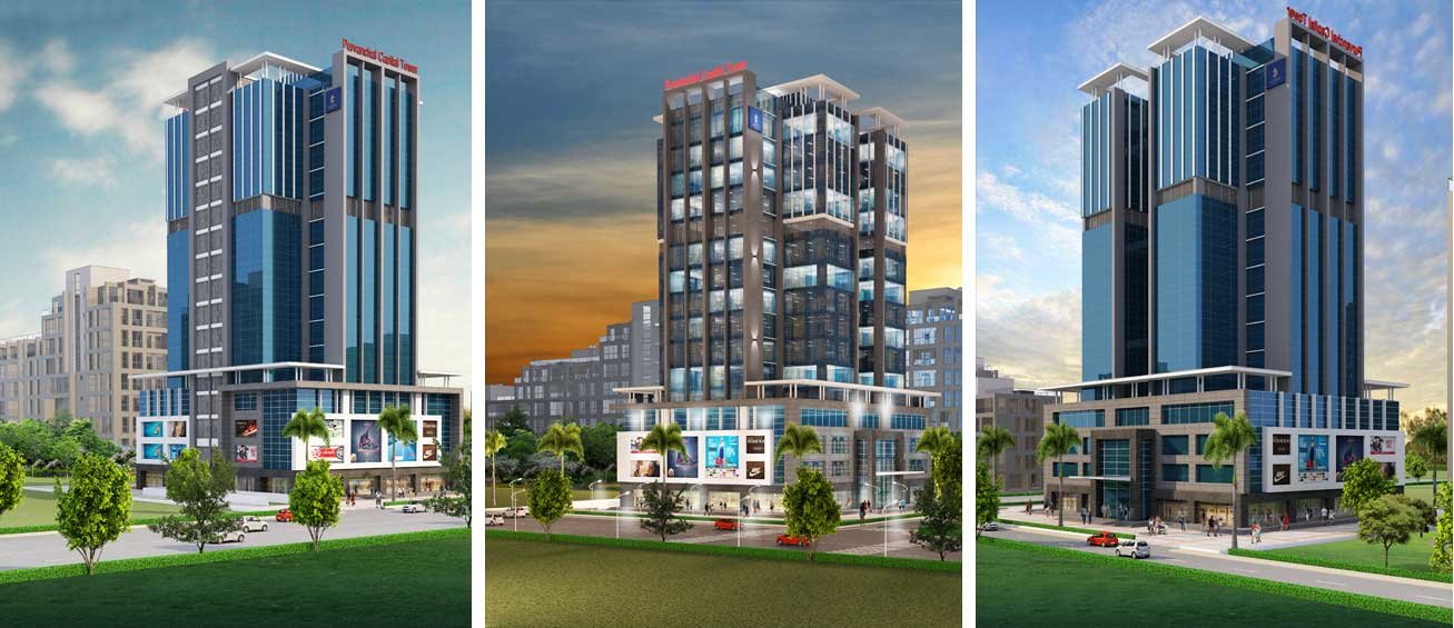Purvanchal Capital Tower 3D elevation in Lucknow